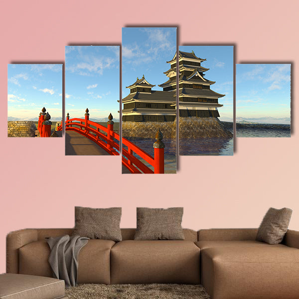 The Japanese castle multi panel canvas wall art
