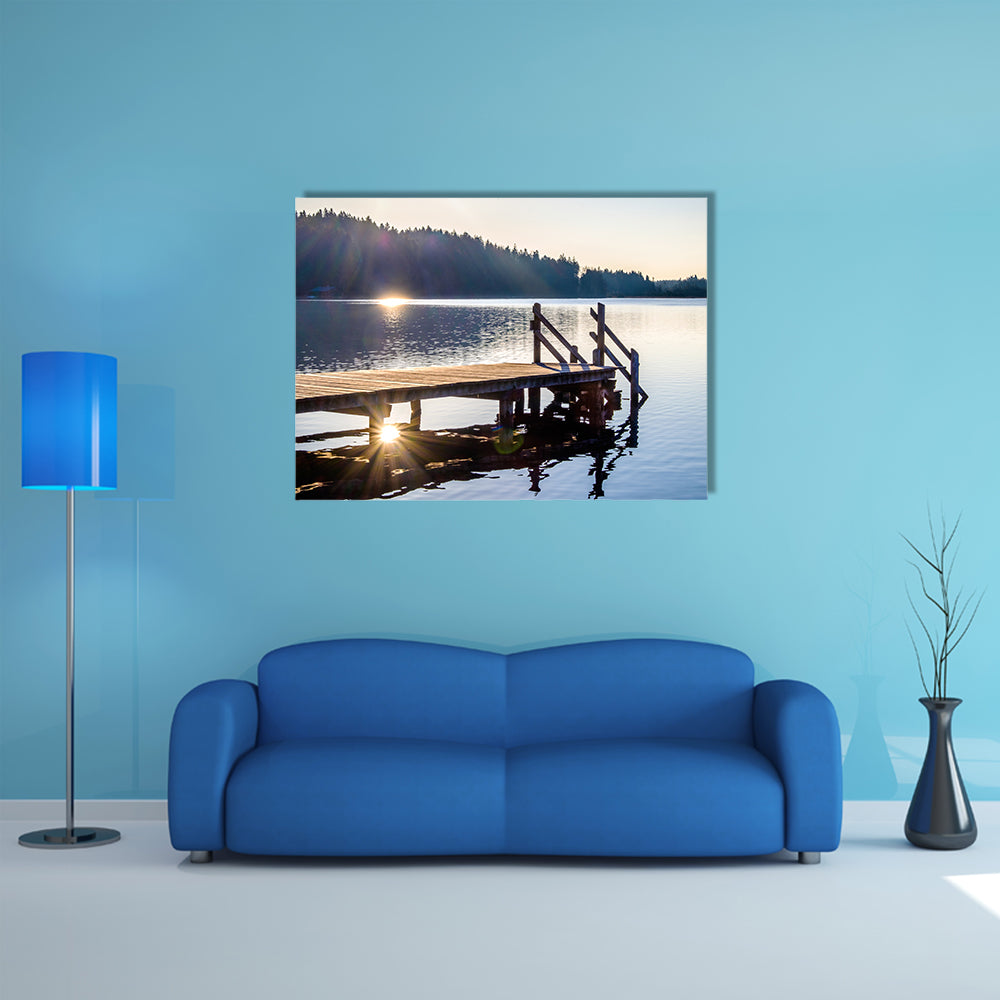 An Ancient Wooden Jetty Over The Kirchsee Lake, Bavaria Multi Panel Canvas Wall Art