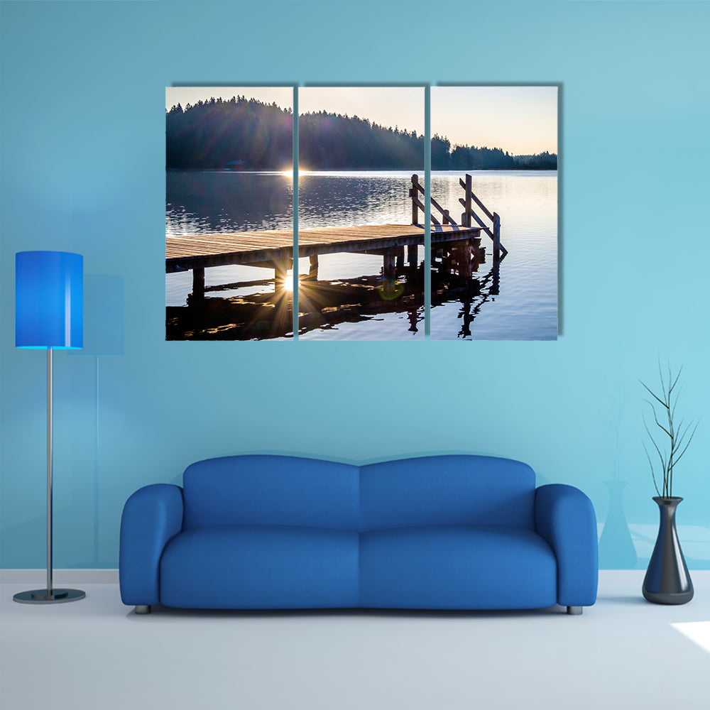 An Ancient Wooden Jetty Over The Kirchsee Lake, Bavaria Multi Panel Canvas Wall Art