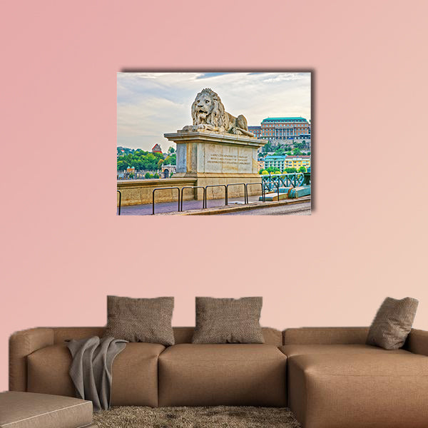  Lion sculpture on Szechenyi Chain Bridge in Budapest, Hungary wall art