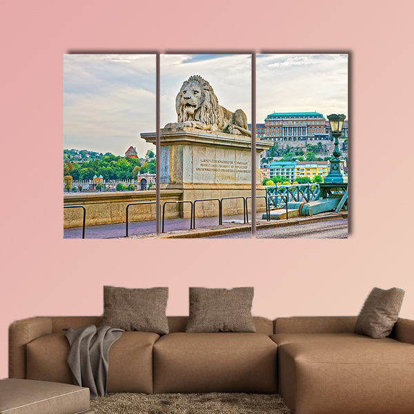  Lion sculpture on Szechenyi Chain Bridge in Budapest, Hungary wall art