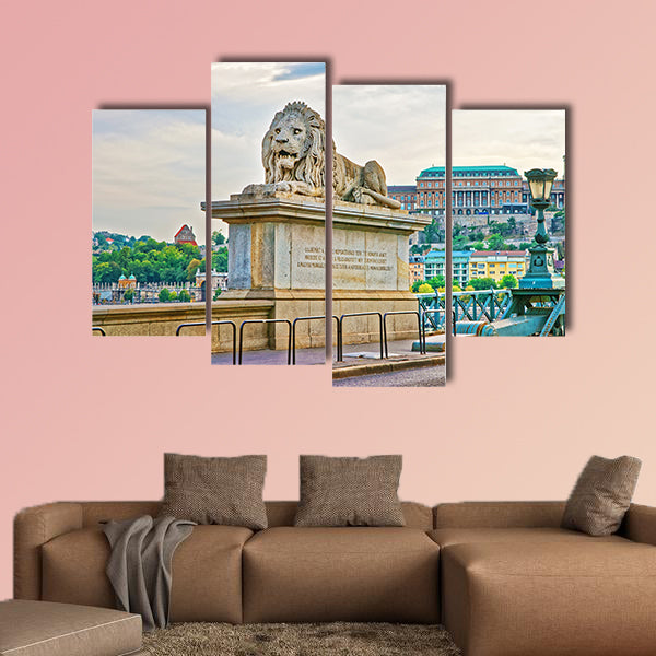 Lion sculpture on Szechenyi Chain Bridge in Budapest, Hungary wall art