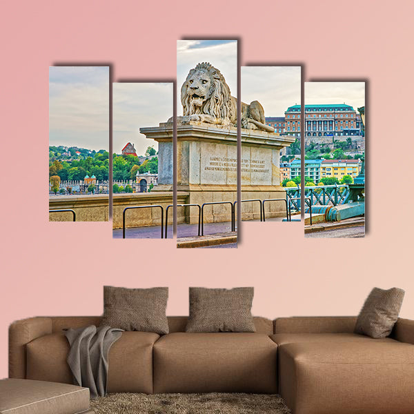  Lion sculpture on Szechenyi Chain Bridge in Budapest, Hungary wall art