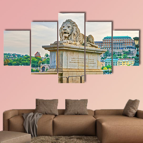  Lion sculpture on Szechenyi Chain Bridge in Budapest, Hungary wall art