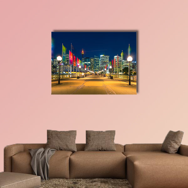 View of Pyrmont Bay in Darling Harbor multi panel canvas wall art