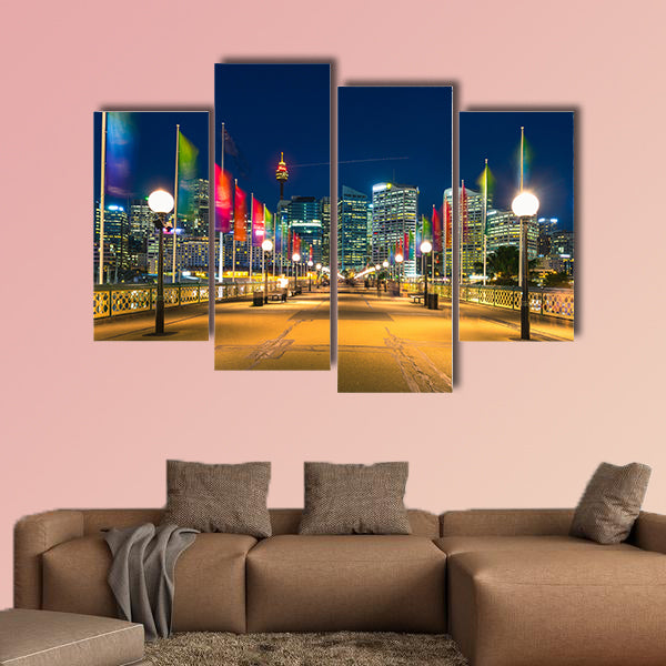 View of Pyrmont Bay in Darling Harbor multi panel canvas wall art