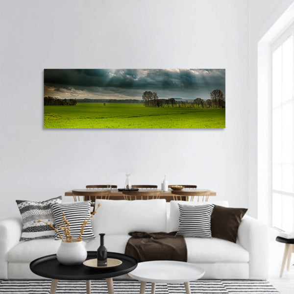 Fields and clouds panoramic canvas wall art