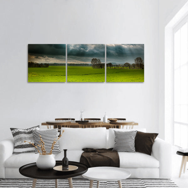 Fields and clouds panoramic canvas wall art