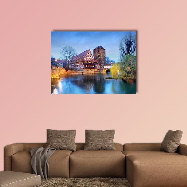 Nuremberg town, Germany, The riverside of Pegnitz River wall art