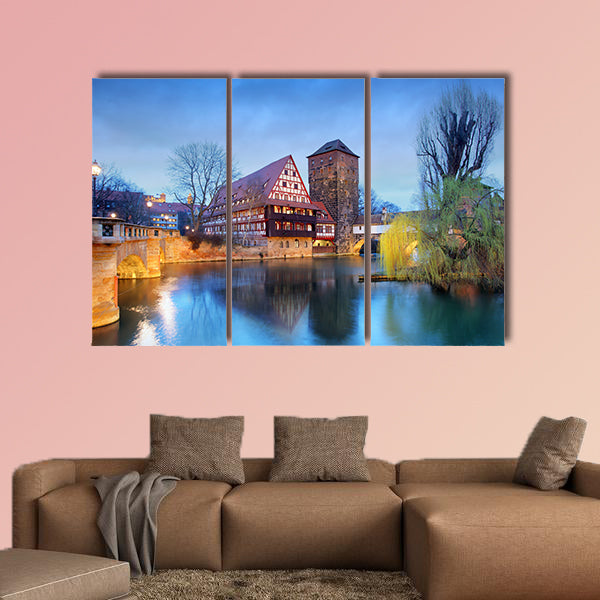 Nuremberg town, Germany, The riverside of Pegnitz River wall art