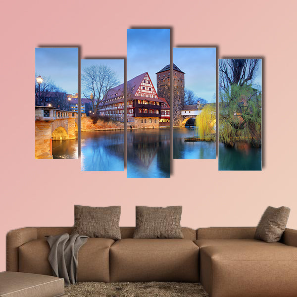 Nuremberg town, Germany, The riverside of Pegnitz River wall art
