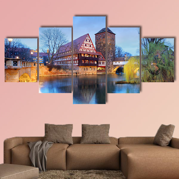 Nuremberg town, Germany, The riverside of Pegnitz River wall art