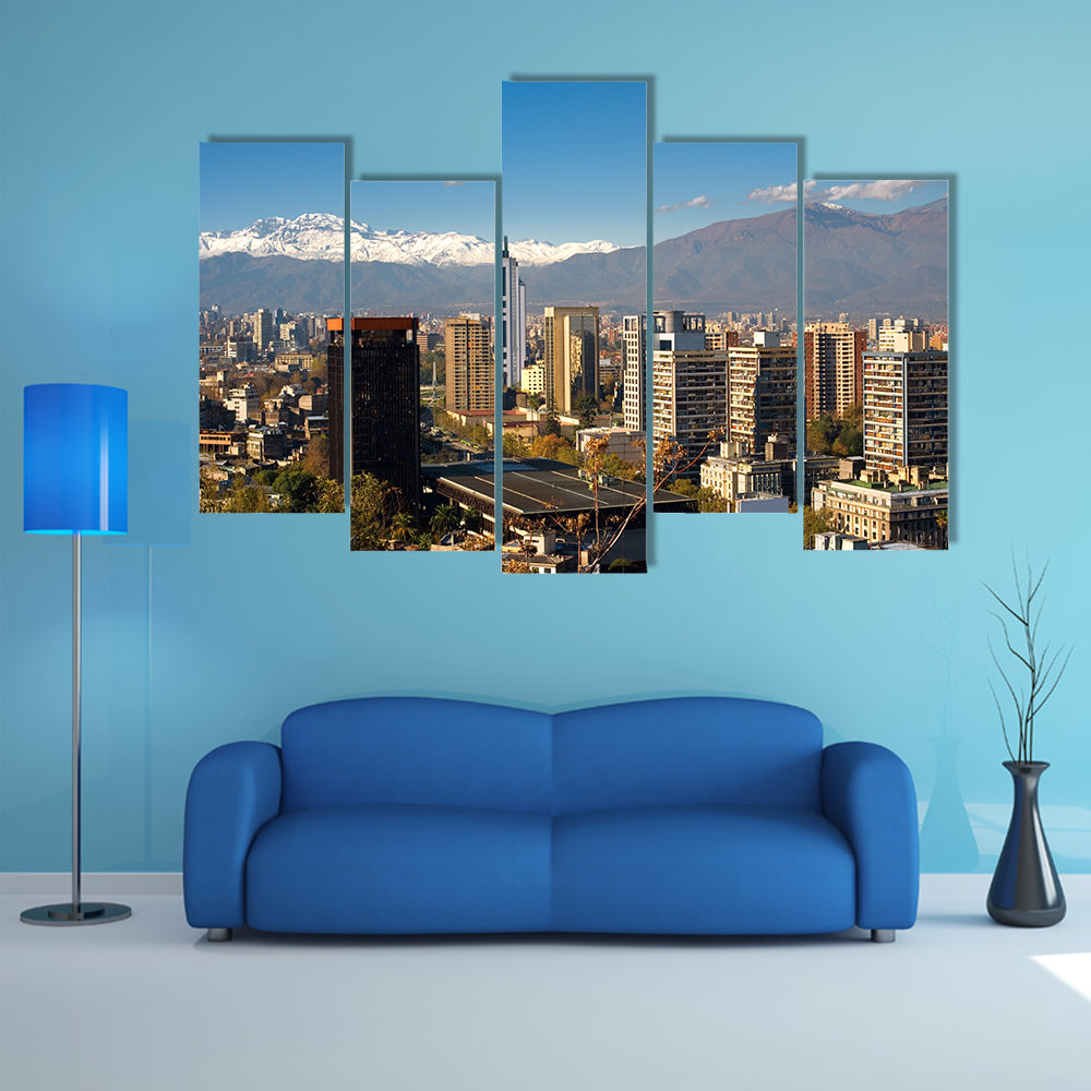 View of Santiago de Chile toward the east part of the city, multi panel canvas wall art