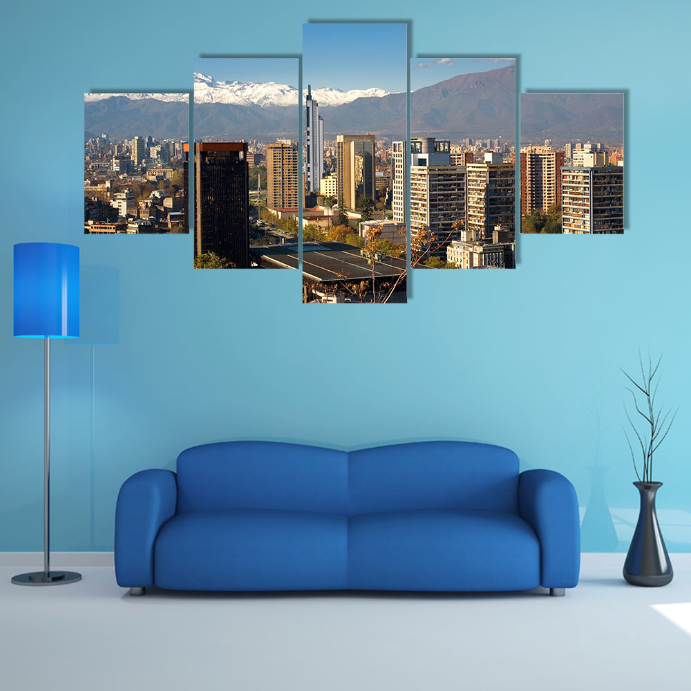 View of Santiago de Chile toward the east part of the city, multi panel canvas wall art