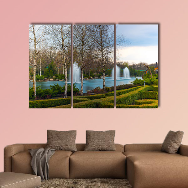 Fountains and beautiful scenery Multi panel canvas wall art