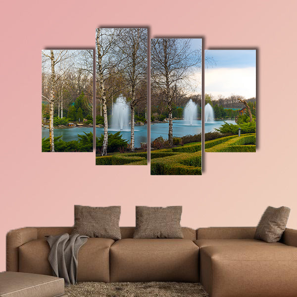 Fountains and beautiful scenery Multi panel canvas wall art