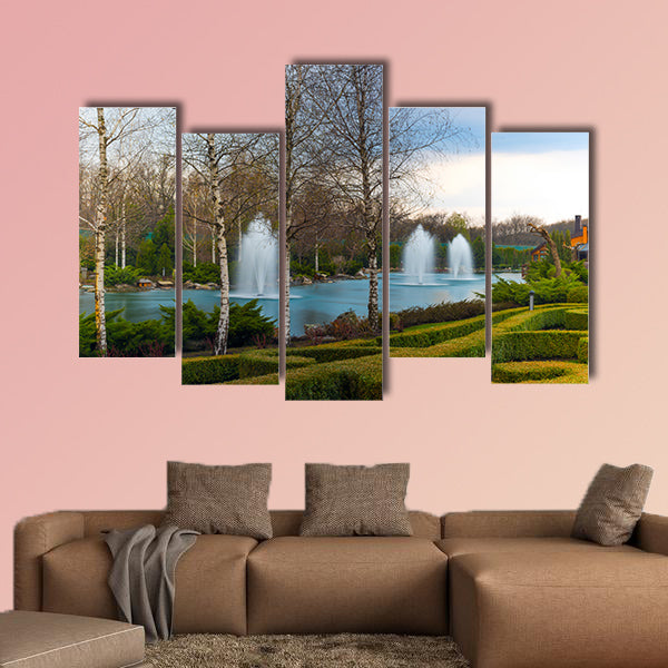 Fountains and beautiful scenery Multi panel canvas wall art