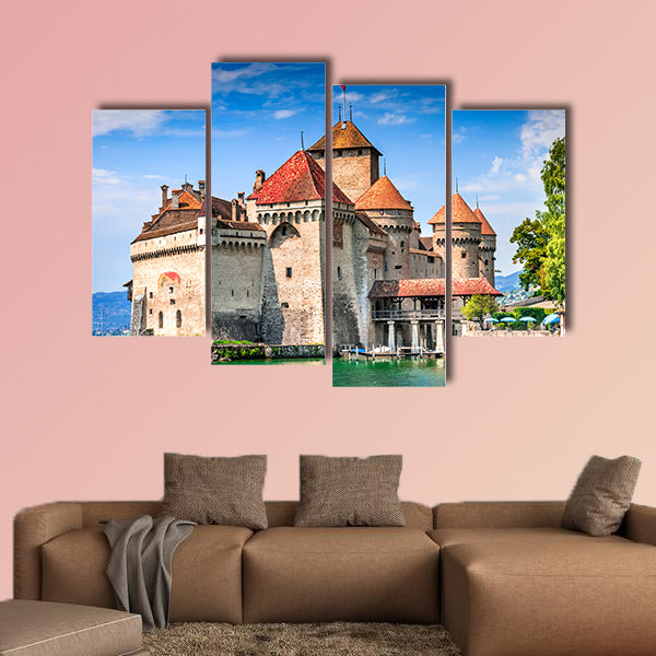 Chillon Castle, Switzerland. Montreaux, Lake Geneve, multi panel canvas wall art