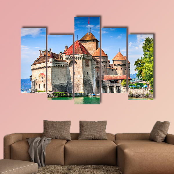 Chillon Castle, Switzerland. Montreaux, Lake Geneve, multi panel canvas wall art