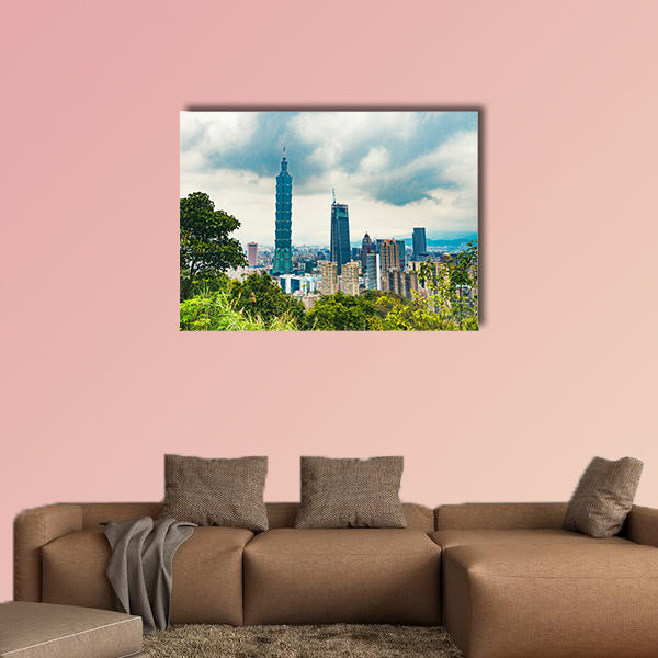 Taipei, Taiwan city skyline at twilight multi panel canvas wall art