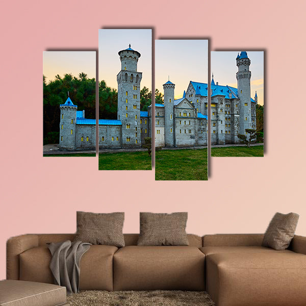 New swan stone castle sunset landscape multi panel canvas wall art