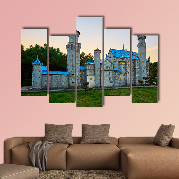New swan stone castle sunset landscape multi panel canvas wall art