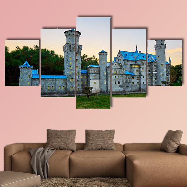 New swan stone castle sunset landscape multi panel canvas wall art
