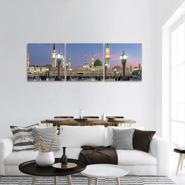 Muslims marching in front of the mosque panoramic canvas wall art
