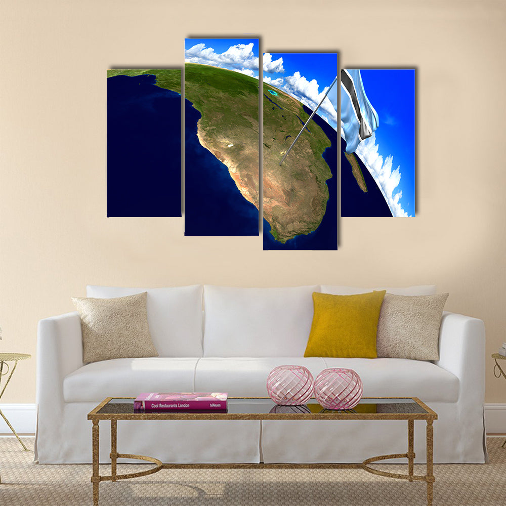 Botswana national flag furnished by NASA Multi panel canvas wall art