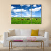 Cows on green meadow Multi panel canvas wall art