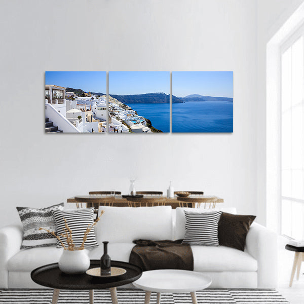 Oia caldera over Aegean sea panoramic canvas wall art