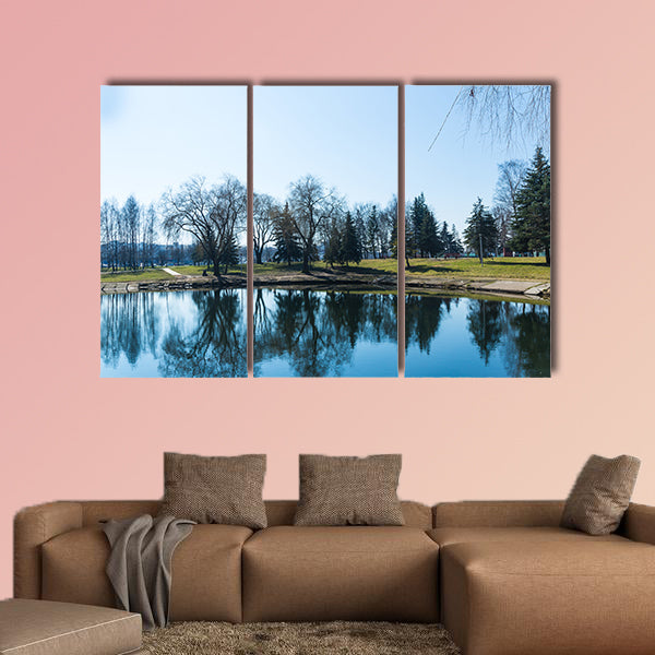 Beautiful Park in the center of the city in sunny weather in early spring wall art