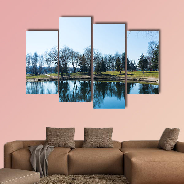 Beautiful Park in the center of the city in sunny weather in early spring wall art