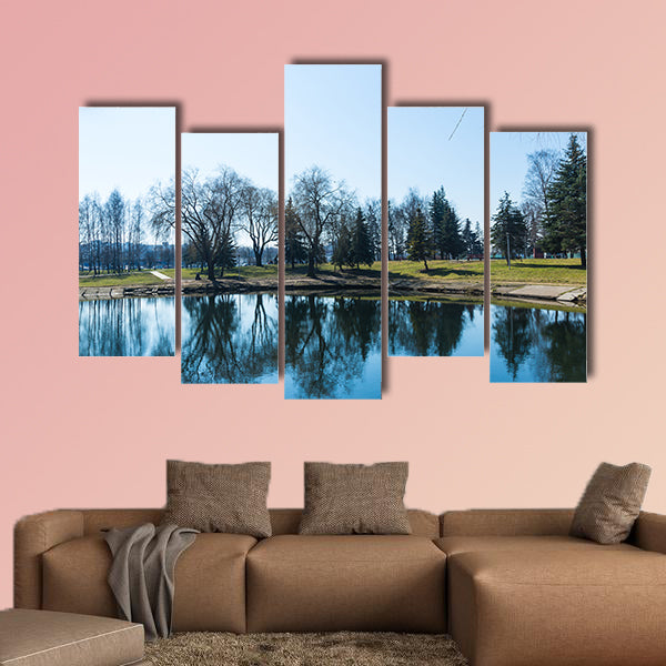 Beautiful Park in the center of the city in sunny weather in early spring wall art