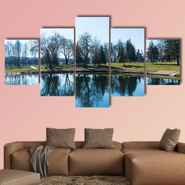 Beautiful Park in the center of the city in sunny weather in early spring wall art