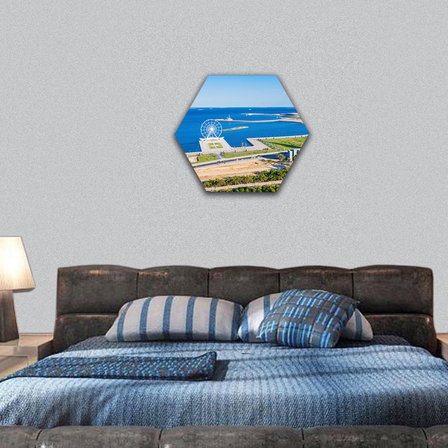 Baku aerial view from the Martyrs Lane Azerbaijan hexagonal canvas wall art