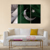 Ruffled Pakistan Flag Blowing In Wind Multi Panel Canvas Wall Art