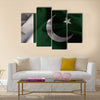 Ruffled Pakistan Flag Blowing In Wind Multi Panel Canvas Wall Art