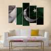 Ruffled Pakistan Flag Blowing In Wind Multi Panel Canvas Wall Art