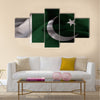 Ruffled Pakistan Flag Blowing In Wind Multi Panel Canvas Wall Art