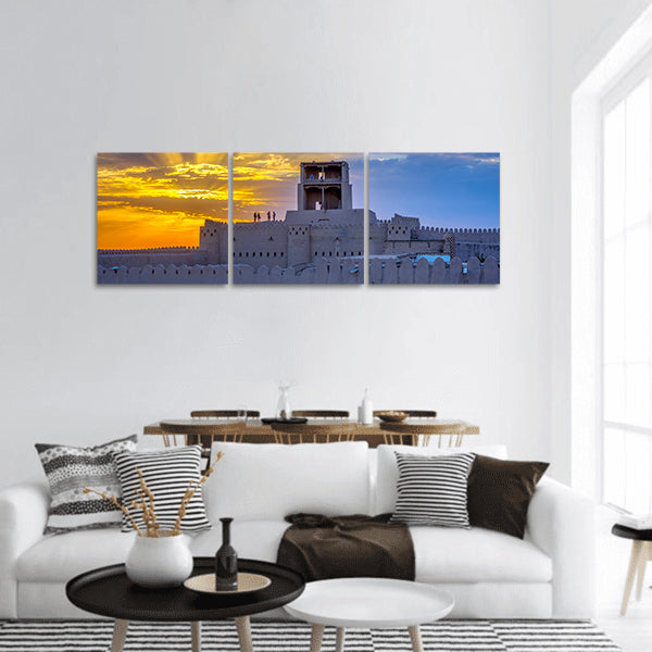 Old city wall of Khiva, Uzbekistan in sunset panoramic canvas wall art