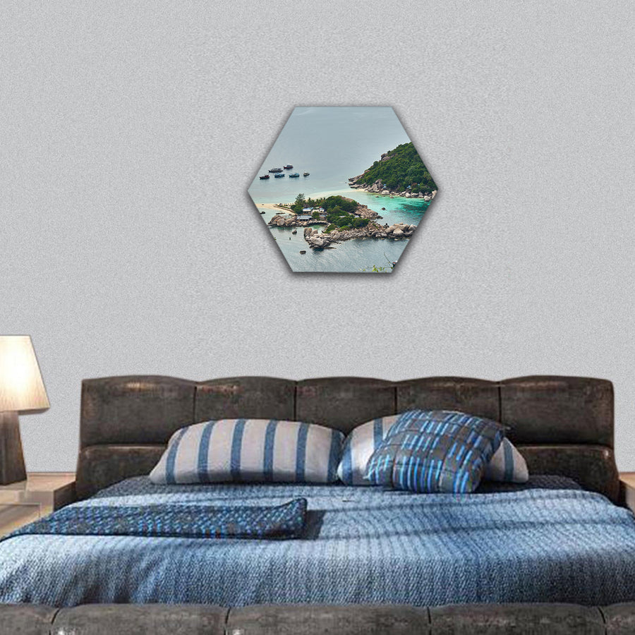 Small island near Ko Tao, Thailand hexagonal canvas wall art
