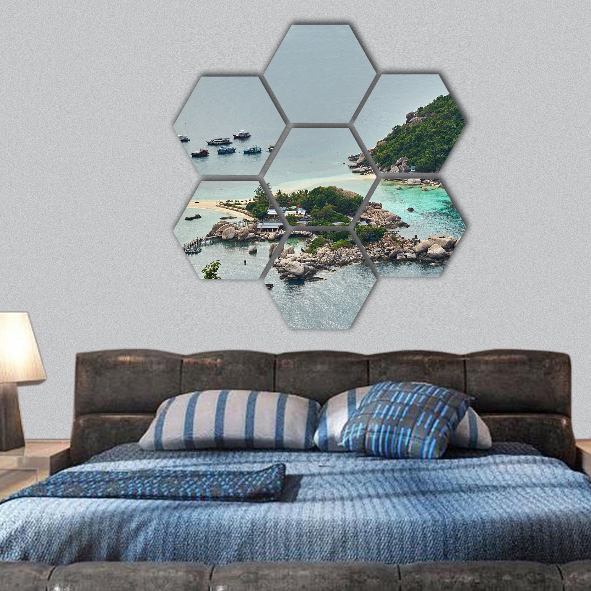 Small island near Ko Tao, Thailand hexagonal canvas wall art