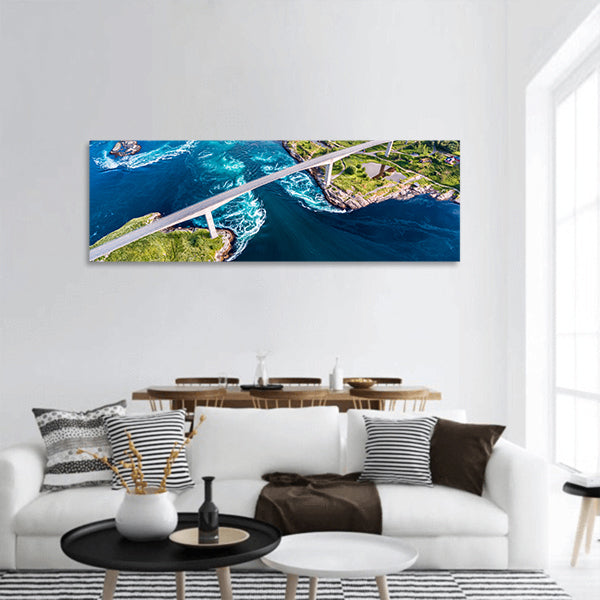 Whirlpools of the maelstrom of Saltstraumen Nordland, panoramic canvas wall art
