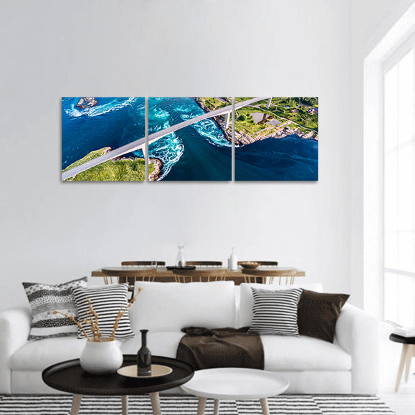 Whirlpools of the maelstrom of Saltstraumen Nordland, panoramic canvas wall art