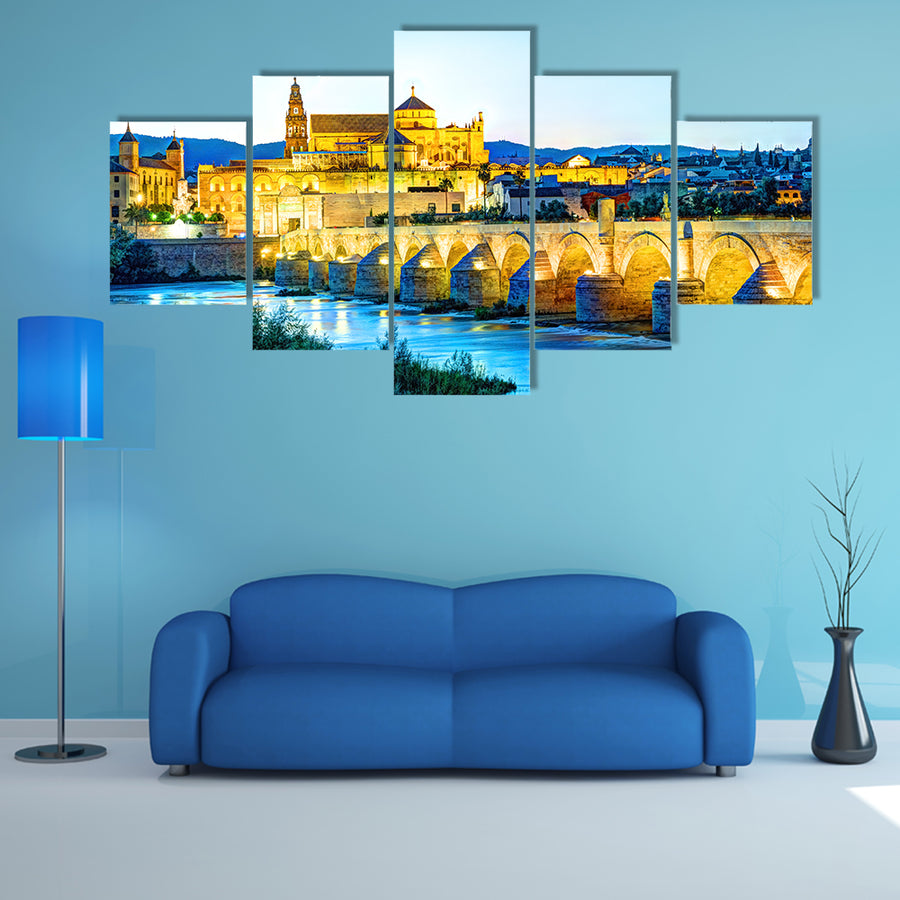Roman Bridge and Guadalquivir River Spain multi panel canvas wall art