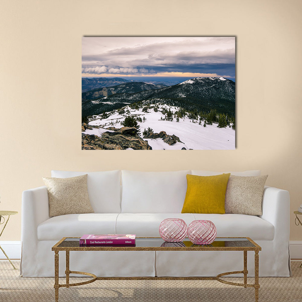 Looking down on Denver from top Chief Mountain, near Evergreen, Colorado multi panel canvas wall art