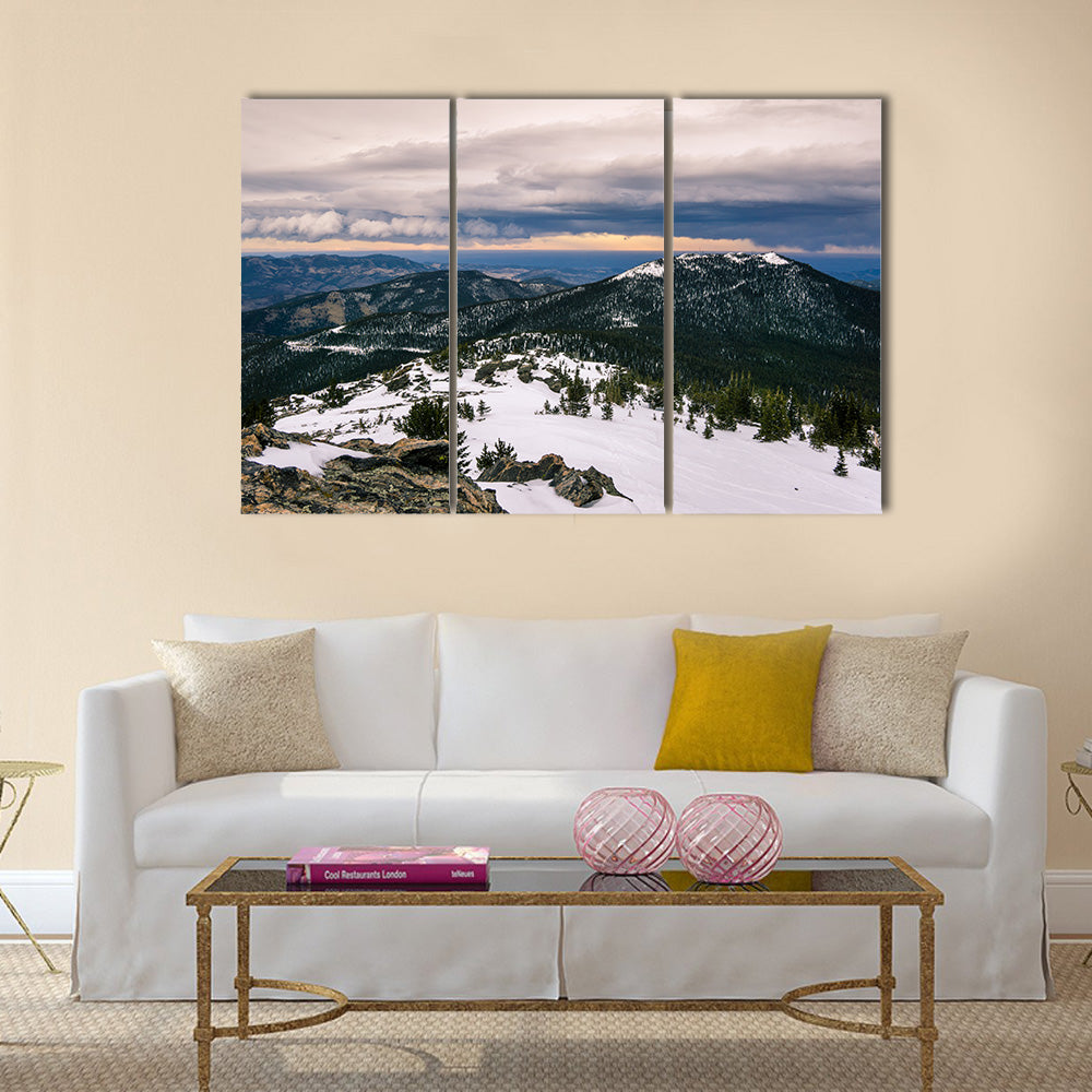 Looking down on Denver from top Chief Mountain, near Evergreen, Colorado multi panel canvas wall art