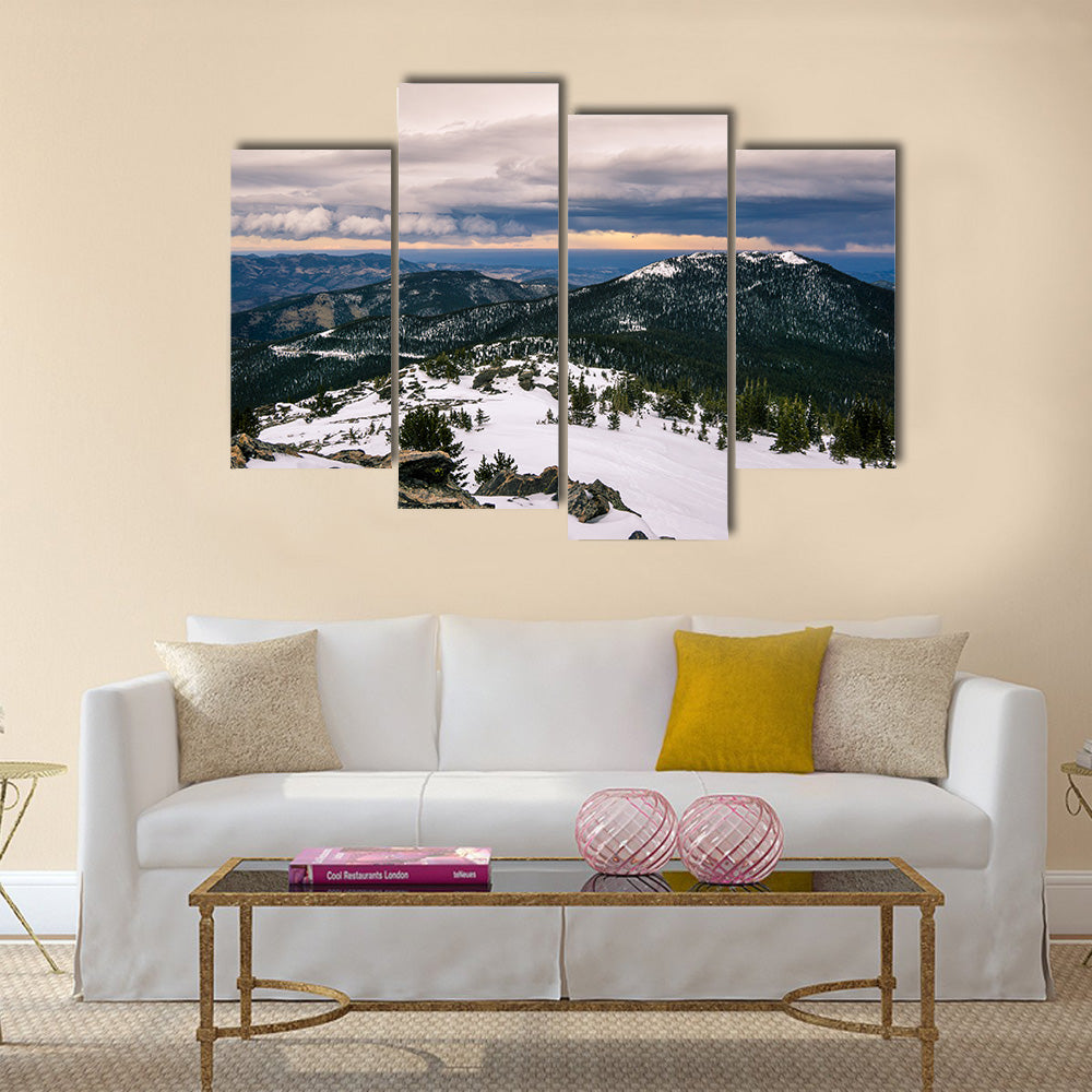 Looking down on Denver from top Chief Mountain, near Evergreen, Colorado multi panel canvas wall art