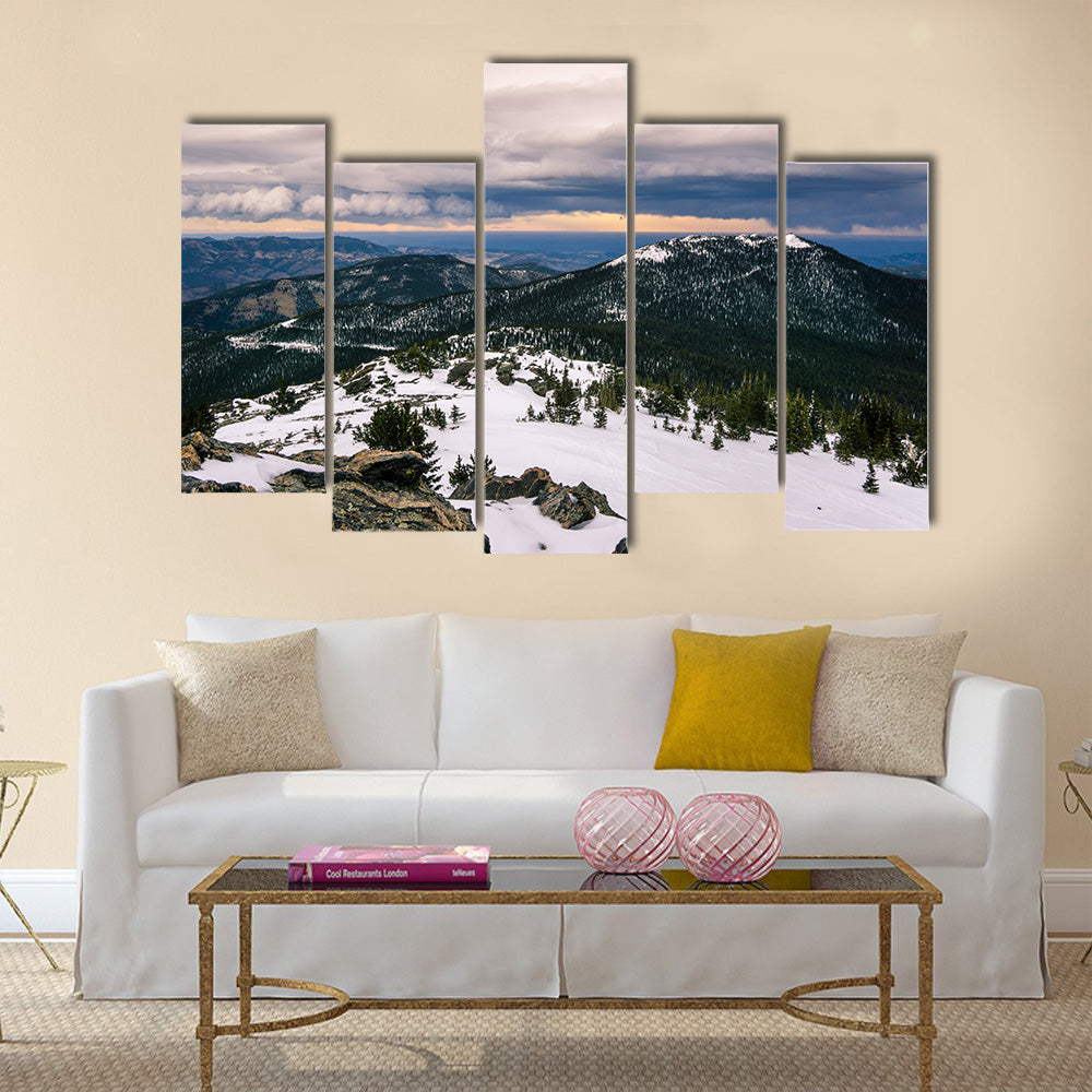 Looking down on Denver from top Chief Mountain, near Evergreen, Colorado multi panel canvas wall art